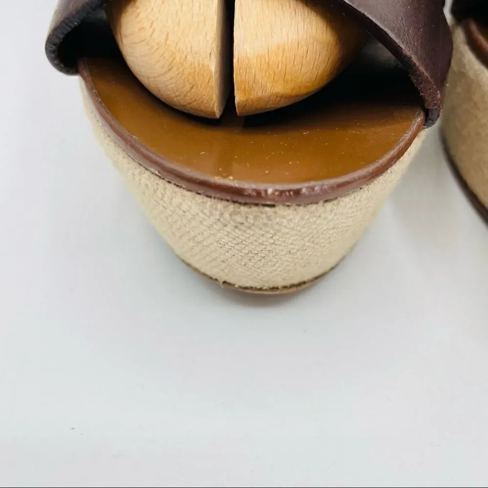 J. Crew Brown Leather Wedge Sandals